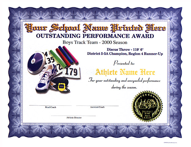 Image 2 for Track And Field Certificate Templates Free